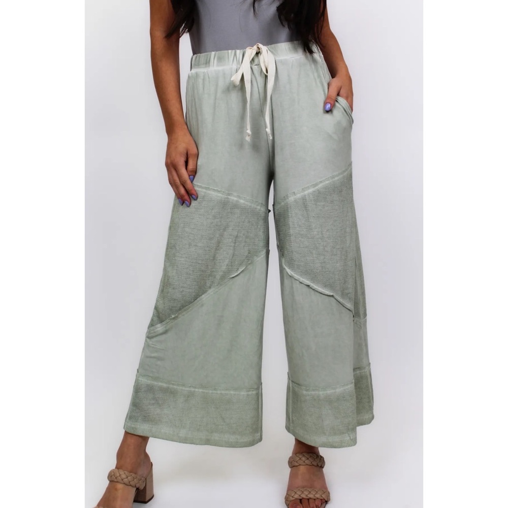 LAST ONE POL Sage Wide Leg Summer Palazzo Pants Loose Knit Lightweight - Picture 14 of 16